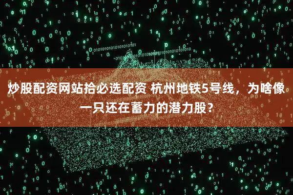 炒股配资网站拾必选配资 杭州地铁5号线，为啥像一只还在蓄力的潜力股？
